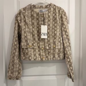 NEW Zara Snakeskin Cropped Jacket